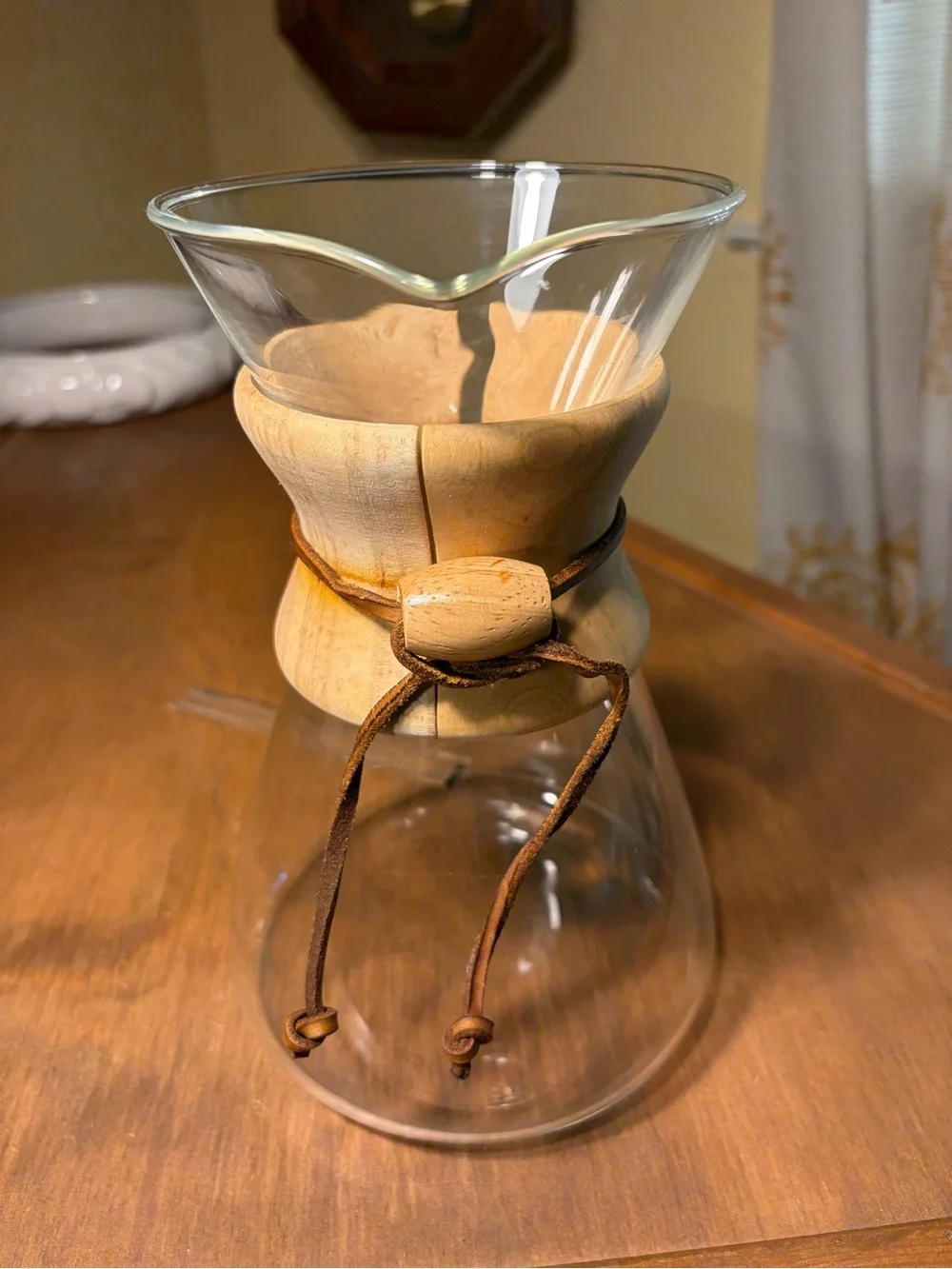 Pour Over Coffee Maker w/ Wood Collar Glass Carafe Only Classic Design 4-6 cup